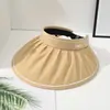 Novo Chapéu de Sol de Verão Estilo Japonês Pied-de-Poule Top Aberto Chapéu de Sol Portátil para Exterior Dobrável Chapéu com Proteção UV Solar para Mulheres