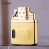 Zorro Encendedor Inflable A Prueba de Viento Tanque Interior Máquina Regular Universal Metal Tanque de Aceite Visual Doble Cabeza Recto Butano