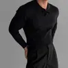 Suéter tipo Polo Estilo Old Money para Hombre Cuello Solapa Cuello en V Cuello de Gaviota Manga Larga Tejido Otoño Invierno Fábrica Transfronteriza Venta al por Mayor