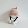 Touca de bebê coreana para outono e inverno, fofa e versátil, chapéu de tricô infantil com tranças de personagem de desenho animado para meninas e crianças