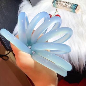 Fabricante natural ágata brasileira azul marinho mistério calcedônia pulseira senhoras gelo céu azul jade pulseira fornecimento ao vivo