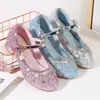 Zapatos de Princesa para Niñas, Zapatos de Tacón Alto para Niños de Primavera y Otoño, Zapatos Suaves Antideslizantes para Niños Medianos y Grandes, Zapatos para Niñas Pequeñas, Zapatos de Piel con Lentejuelas