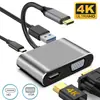 Hub 4 em 1 Type-C para HDMI VGA PD USB Hub de Docking Station USB-C Hub Multi-Interface Projeção de Tela