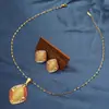 Traje de Joyería Hueca Redonda Ovalada de Personalidad Simple Transfronterizo Europeo y Americano Pendientes Geométricos de Diamante Retro para Mujer Collar para Mujer