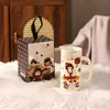 Tempo em Família Copo Reto de Cerâmica Retrô para Presentes de Meninas Alto Valor de Cor Grande Capacidade Caneca Copo de Água Presente Acompanhante