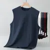 Chaleco Blanco de Algodón y Seda para Hombre Fitness Secado Rápido Hielo de Seda Sensación Fresca 7A Antibacteriano Sin Mangas Camiseta Deportiva Color Sólido