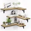 Estante de pared moderno de madera estilo chino hecho de madera de paulownia carbonizada, estante flotante de esquina con combinación de madera de hierro para exhibición en pared
