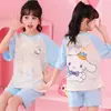 Pijamas de algodón peinado de verano para niñas, de manga corta, finos, con diseño de princesa Yugui, ropa de casa de dibujos animados para niñas.