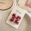 Tela de Otoño Cuadros Rojos Lazo Pasador para el Cabello Infantil Lindo Pasador de Caramelo Accesorios para el Cabello Versátil Pinza Lateral para el Flequillo