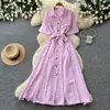 Vestido Curto de Manga Curta Estilo Coreano para Ir ao Trabalho, Verão Leve Estilo Maduro, Rosa, Ajuste na Cintura, Emagrecimento, Elegante, Único Vestido Longo