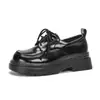630-1~Zapatos Pequeños de Cuero Estilo Británico para Mujer 2026 Nuevos Primavera y Otoño Retro Tacón Medio Suela Gruesa Con Cordones Suela Gruesa Zapatos de Mujer