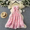 Vestido de alta costura para socialite para festa de jantar feminina vestido com faixa na cintura de flor de rosa tridimensional resistente mulheres