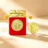 Año de la Oveja Moneda Conmemorativa de la Suerte Bolsa de Tela Roja Tres Ovejas Trayendo Prosperidad Hoja de Oro de Imitación Moneda de Oro de Año Nuevo Personalización Regalo de Año Nuevo Transfronterizo Venta al por Mayor
