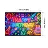 Tapeçaria de Fundo de Aniversário Personalizada Transfronteiriça, Estilo Neon Poliéster Impressão Digital, Faixa Decorativa Colorida da Moda
