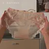 Crema de Melocotón~Bragas de Encaje de Deseo Puro Estilo Francés para Mujer, Cómodas, Transpirables, Finas, Sexy, Fondo de Algodón Puro Calzones para Mujer