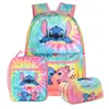 Mochila Estampado Completo Rosa Puntada de Punto Bolsa para Comida Estuche Tres Piezas Mochila Escolar Roblox para Niños
