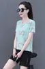 Verano Nuevo Seda de Hielo Secado Rápido Transpirable Estampado Mujer Manga Corta Casual Moda Clásico Cuello Redondo Multicolor Opcional