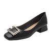 Zapatos de Salón Cuadrados Franceses para Mujer, Nuevo Estilo Primavera y Otoño 2026, Elegantes, Modernos, Versátiles, Boca Baja, Tacón Grueso, Tacón Bajo, Zapatos de Trabajo Profesionales