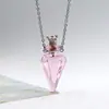 Collar con Colgante de Botella de Aceite Esencial de Vidrio Transparente en Forma de Corazón, Colgante de Botella de Fragancia, Collar Sencillo de Acero de Titanio, Regalo para Amigos y Parejas