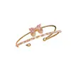Pulsera Abierta con Lazo de Circonita Estilo Francés, Moderna y Versátil, Pulsera Suave y Elegante, Joyería de Lujo Ligero de Alta Gama al por Mayor
