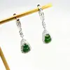 9272 Aretes de Calabaza de Jade Natural Tipo Hielo Verde Yang Joyería Microincrustada Moda de Alta Gama para Mujer Diversidad Cabello Uno