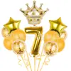 Set de Globos Digitales de Corona Transfronterizos en Varias Formas para Decoración Temática de Fiesta de Primer Cumpleaños Infantil Globos de Papel de Aluminio