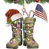 Adornos colgantes para coches militares estadounidenses transfronterizos, botas militares personalizadas, decoración navideña patriótica, regalos para veteranos, colgante