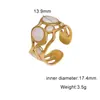 Anel Aberto de Aço Inoxidável Estilo Europeu e Americano, Banhado a Ouro 18K, Não Desbota, Luxo Leve, Estilo Vintage de Alto Padrão, Joia de Aço Titânio com Gotejamento de Óleo