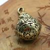 Cabaça de cobre pequeno pingente de latão esculpido rico fofoca cabaça chaveiro saco antigo cobre antigo pequeno bronze ware