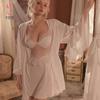 Kameixue Camisola Sexy de Renda Série Conjunto de Malha Patchwork de Luxo Leve Modelador Roupa de Dormir 1907