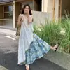 Conjunto de Dos Piezas de Blusa y Falda de Encaje Patchwork Casual Juvenil Adelgazante Cómodo de Moda Verano 2026 Tendencia