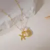 Acero de Titanio Color que se Conserva Serie Marina Francesa Nueva Accesorios de Perlas Nuevo Transfronterizo Europeo y Americano Collar de Estrella de Mar y Concha Venta al por Mayor