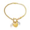 Pulseira de Aço Titânio Feminina Estilo Japonês e Coreano Empilhada Coração Chave Novo Estilo Coreano Feito à Mão Galvanizado Joia Pulseira Pulseira do Amor