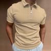 Polo de rayas con cremallera para hombre, camiseta con estampado digital, disponible en Europa y América, AliExpress, Amazon y otros países.