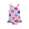 Traje de baño sin mangas para niños con estampado de donas, Traje de baño de una pieza tipo tank top estampado para niñas, Traje de baño para bebé niña, Comercio exterior transfronterizo 2027