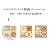 Adesivos de Azulejo Floral Vintage Autoadesivos 2D, Resistentes à Água e Óleo, Adesivos à Prova de Gordura para Cozinha, Adesivos de Parede para Reforma de Parede e Móveis de Banheiro