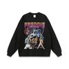 Camiseta de Manga Larga Estilo Americano High Street Retro Figura Hip Hop Rapero Estampada Unisex Oversize Suelta Base