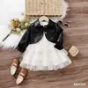 Vestido esponjoso de otoño e invierno para niñas 2025 Nuevo estilo Pequeña princesa Bebé Estilo coreano Traje para niños Conjunto de dos piezas