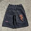 Harajuku Hip Hop Streetwear Y2K Guante de Boxeo Gráfico Jeans de Mezclilla Sueltos Shorts para Gimnasio Venta al por Mayor
