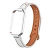 Para Mi Band 9active Correa de Cuero con Doble Clavo Pulsera Redmi 3 Marco Protector de Metal Correa de Cuero con Doble Clavo
