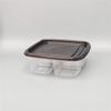 Caja de embalaje desechable de yogur frito de corte grueso, pequeña caja de plástico roja cuadrada transparente de cuatro compartimentos para llevar fruta especial