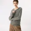 Cardigã de cashmere com capuz em tricô de cable para mulheres, novo suéter de tricô liso para outono e inverno, casaco quente solto e versátil