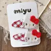 Lindo Dibujo Animado Chica Gato Roja Flequillo Lateral Pinza BB Versátil Femenina Cuadros Lunares Pinza para Cabello Rebelde Accesorios para el Cabello