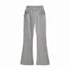 Estilo Puramente Sexy, Ceñidor de Cintura, Adelgazante, que se ajusta a la Cadera, Pantalones Ligeramente Acampanados, Pantalones Largos Casuales de Estilo Perezoso para Yoga y Fitness de Cintura Alta con Cordón