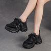 Jiezu 2025 Otoño e Invierno Nuevas Zapatillas de Papá para Mujer de Alta Resistencia con Pedrería de Piel de Vaca de Primera Capa Ligeras Deportivas con Plataforma Casuales