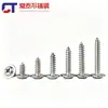 Tornillos Autorroscantes de Acero Inoxidable 304 con Cabeza Cruz Redonda/Plana con Arandela Integrada, Tornillos para Madera M1.4M2.3M2.6M3M3.5M4
