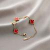 Pulseira Yunyao Inoxidável Mais Vendida Internacionalmente em Aço Titânio para Mulheres com Trevo de Cinco Folhas e Incrustação de Diamante, Personalidade Estilo Ins, Galvanoplastia a Vácuo 18K