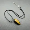 Collar Colgante de Piedra Natural Más Vendido Transfronterizo 15*30mm Piedra Natural Hexaédrica Forma de Gota de Agua Piedra de Tigre Joyería DIY