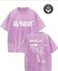 Comércio Exterior Transfronteiriço Amazon temu Camiseta Lavada Pistola Estampada Retro Antigo 100 Algodão Manga Curta Top