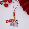 Fofo Estilo Chinês Panda Metal Corrente para Celular Chaveiro Bandeira Ganha Texto Inspirador de Encorajamento Acessórios para Bolsa Atacado